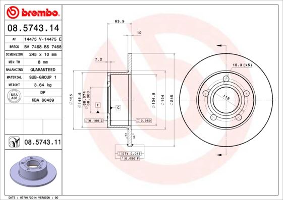 ARKA FREN AYNASI PASSAT-(96-05)AUDI100 (90-94) A6 1.8T-1.9TDI(94-05)SUPERB (02-08) (245x10x5DL) 986478132-986479B22-DF2651