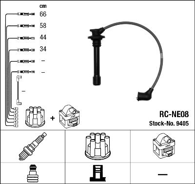 BUJİ KABLOSU NISSAN PRIMERA 1.6L GA16 P11 96-01 / SUNNY 1.6L GA16 N14 90-94 (RC-NE08)