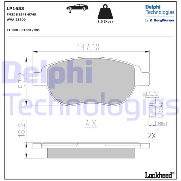 ÖN FREN BALATASI PEUGEOT P207 06> P307 00> PARTNER 03> CITROEN BERLINGO 00> C3 02> C4 04> XSARA 00> FIAT DOBLO 01>