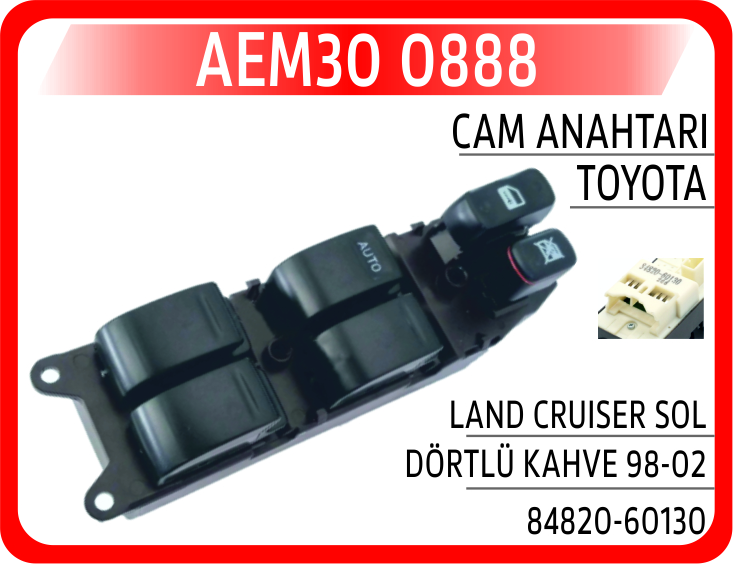 CAM ACMA KAPAMA ANAHTARI SOL DORTLU LAND CRUISER (98-07 )  (21 PIN)