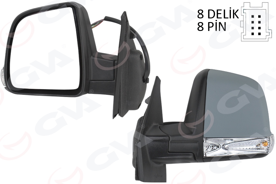DIŞ DİKİZ AYNASI ELEKTRİKLİ SOL DOBLO III 2011 MD. SİNYALLİ (KATLANIR / POWER FLOK) ASTARLI (8 FİŞ)