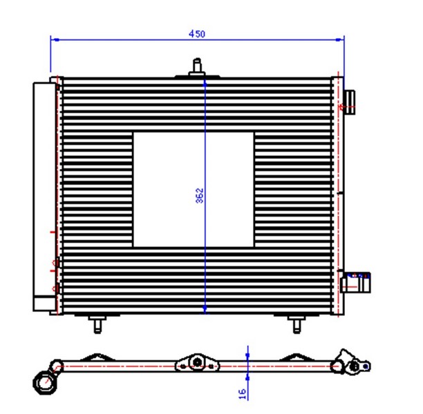 KONDENSER P207-P208-P1007-P2008 05=>-C2-C3-C3 II 03>DS 3 14> 1.4 1.6HDI KURUTUCU İLE AL/AL(420X371X16)