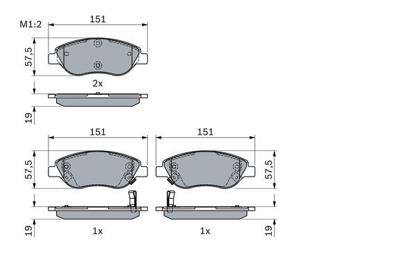 ON BALATA FIAT EGEA 15> 1.4 1.5 T4 HIBRIT 1.6 D K:19 MM G:151.1 MM (BÜYÜK TİP)