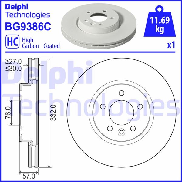 FREN DİSKİ (TEKLİ PAKET) - BOYALI. DELİKLİ ÖN VW AMAROK 12/2010>