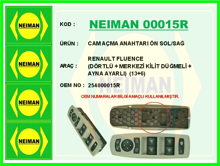 Cam Açma Anahtarı Ön Sol/sağ