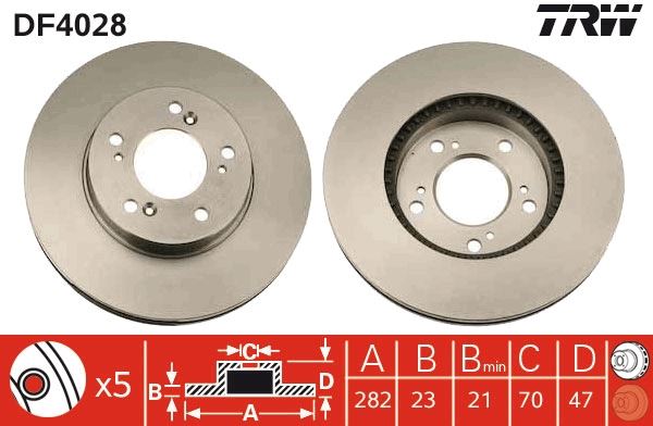 ÖN FREN DİSKİ (HAVA KANALLI) HONDA CR-V 2.0L B20 96-01 / HR-V 1.6L D16W1 99-07 / PRELUDE 2.0L F20A4 92-96 2.2L H22A4 97-01 (282 çap x 5 bijon) - Takım disk fiyatıdır
