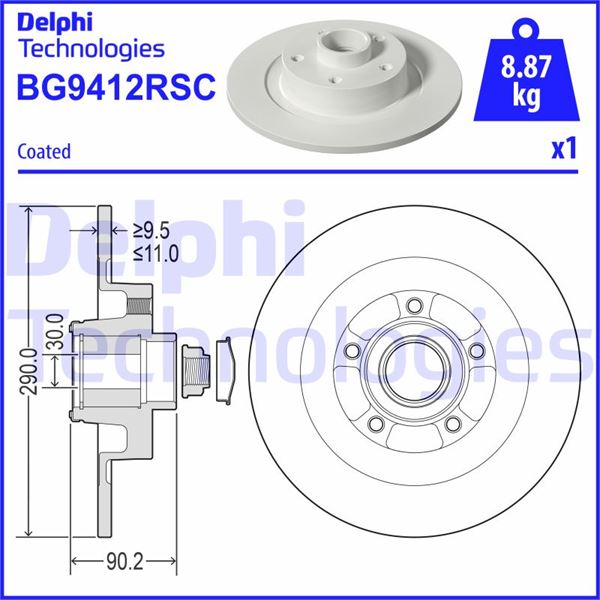 FREN DİSKİ (TEKLİ PAKET) - RULMANLI - BOYALI. DELİKSİZ ARKA RENAULT ESPACE V 02/2015 >