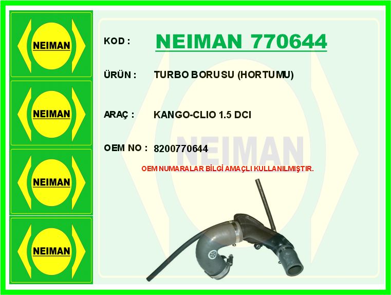 TURBO BORUSU (HORTUMU) KANGO-CLIO 1.5 DCI