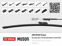 Silecek Supurgesi Muz Tipi 480mm A, BC,C2,D Ve U Tipi Kollar Icin Multi Adaptorlu