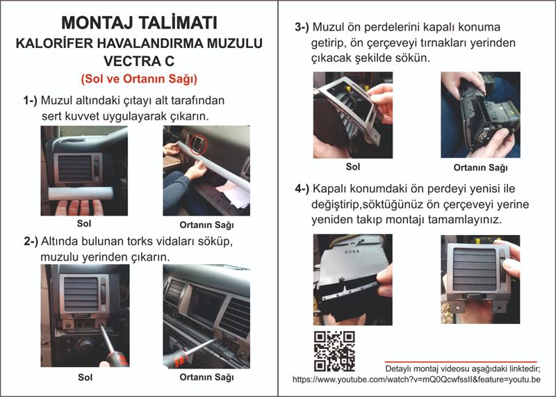 KALORIFER MUZULU IZGARA PERDESI SOL VEYA ORTANIN SAGI VECTRA C