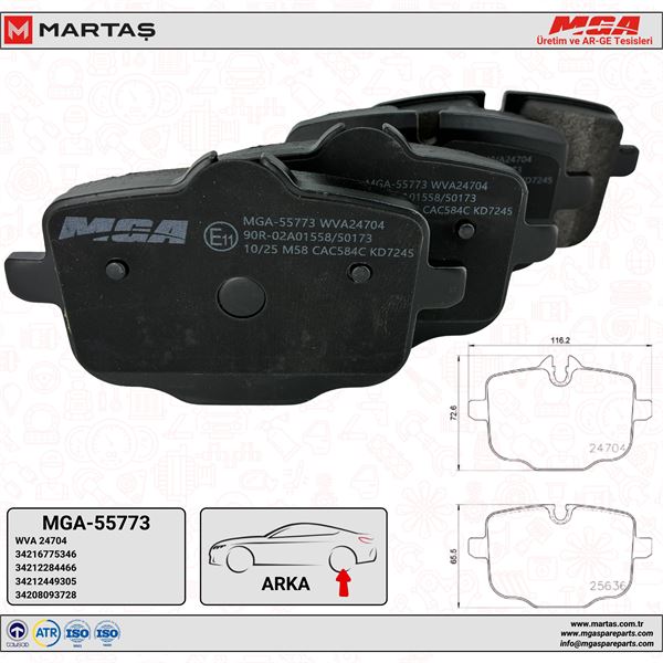 FREN BALATASI ARKA ( BMW F10-F11-F12-F13-F06 / 5.35 5.25 )