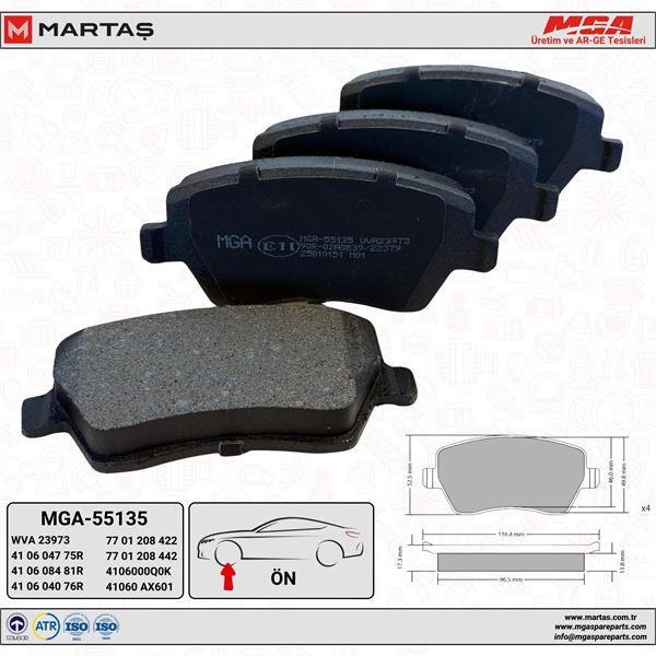 FREN BALATASI ON CLIO III DUSTER DOKKER LODGY LOGAN MODUS MEGANE IV 1.6 16V H4M // NISSAN MICRA 03-10/NOTE 07/11