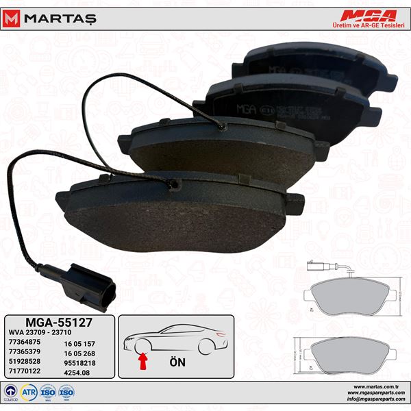 FREN BALATASI ON OPEL CORSA D BUYUK TIP FIAT DOBLO BRAVO LINEA PUNTO STILO FISLI