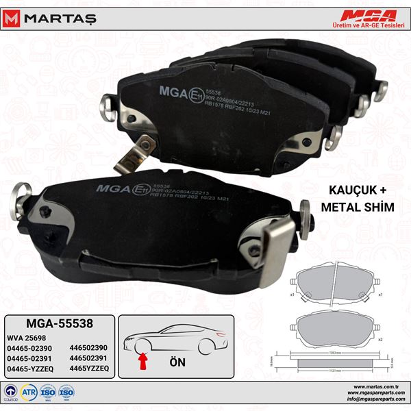 FREN BALATASI ON TOYOTA COROLLA 2013-2019 AURIS 2012-/ 1.33 1.6 BENZINLI 1.4 D4D DIZEL FULL SEKMANLI