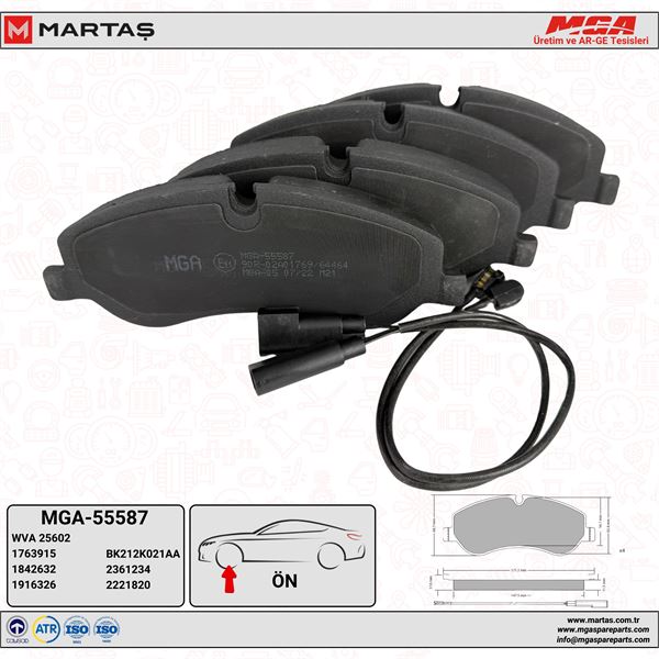 ON FREN DISK BALATA KABLOLU ( FORD TRANSIT CUSTOM V362 12- V363 14- )